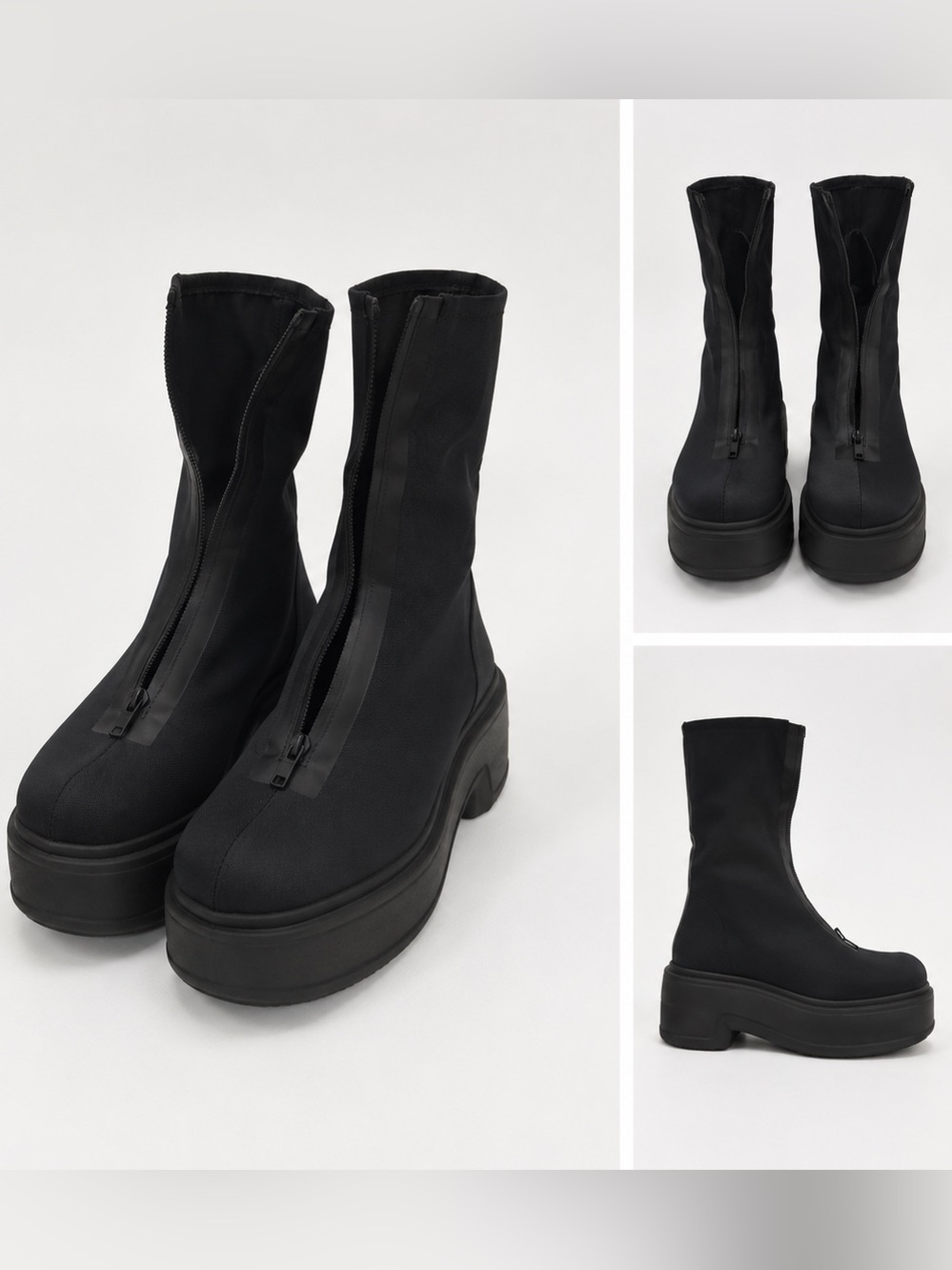The Row Black Platform Mid-Calf Zip Boots